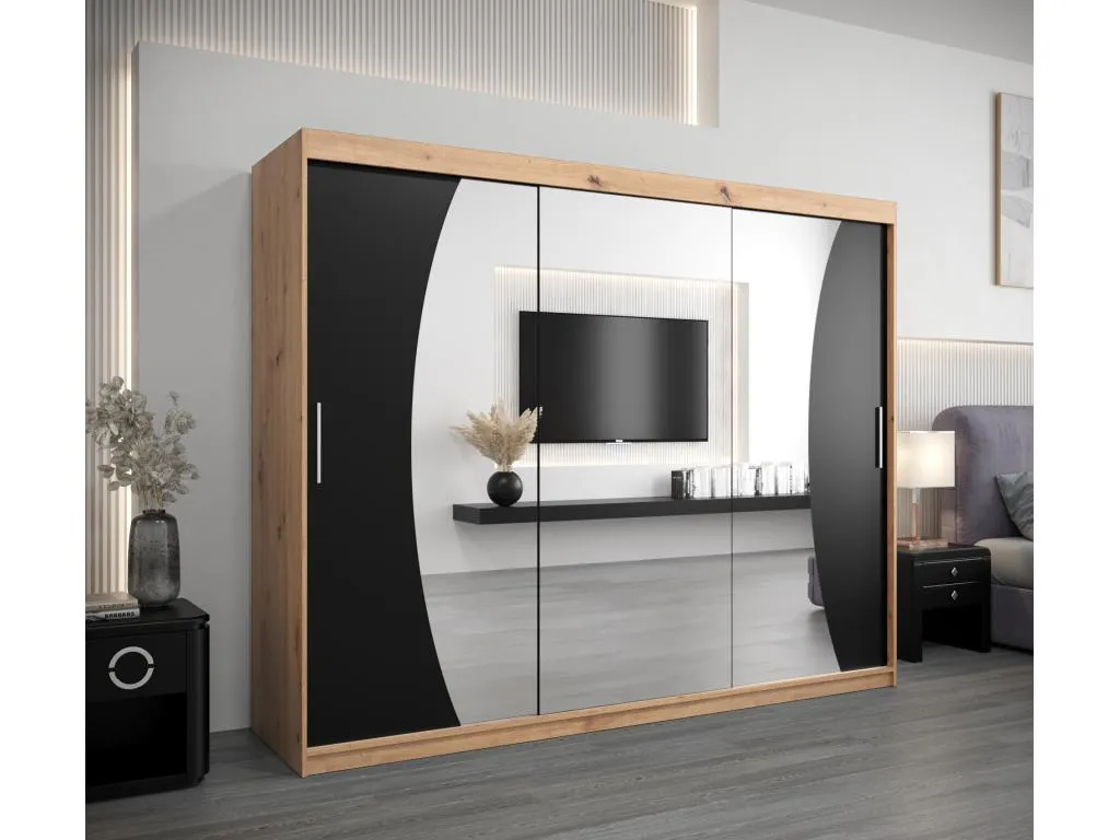Armario Habitarluz de puertas correderas 200/250/62 3 puertas (artisan/negro) MDQL04064