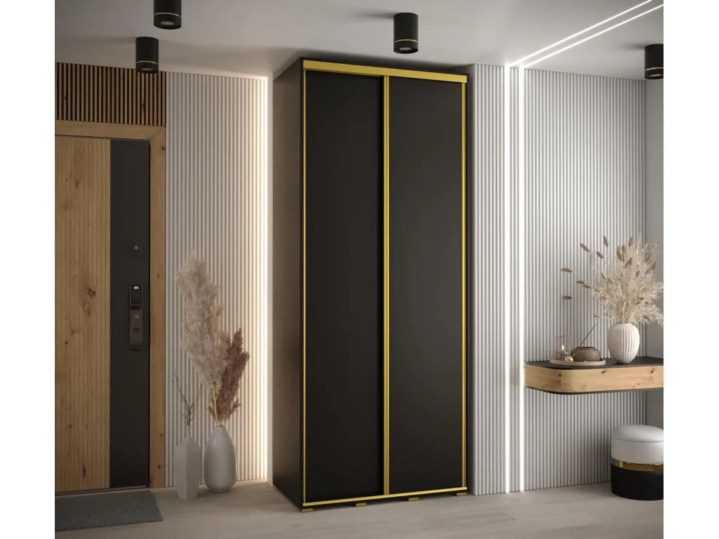 ARMARIO Boverdeco 3 DE PUERTAS CORREDERAS 235.2/100/60 2 puertas (Negro/Negro/Oro)