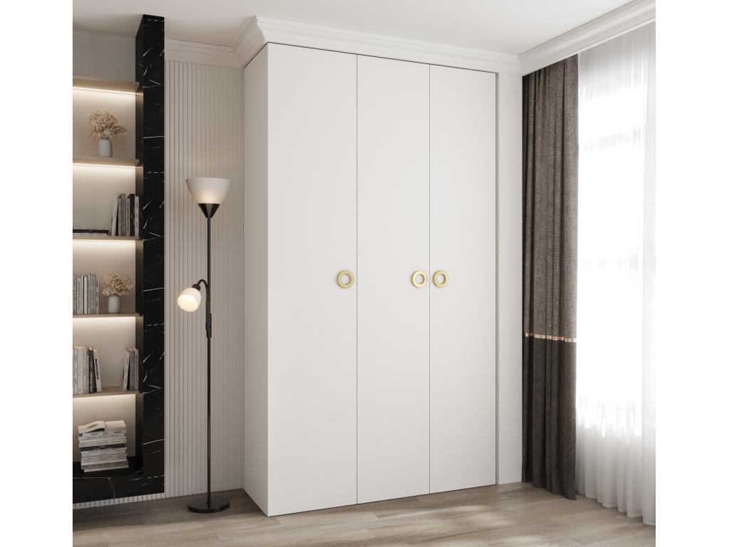 Armario Mueblesclasic 1 con puertas batientes 245.5/140/50 3 puertas (blanco/oro)