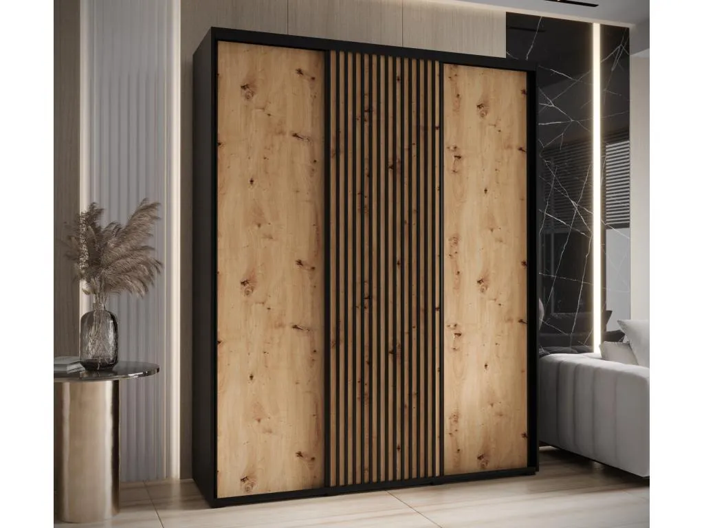 ARMARIO Lluesmamuebles 1 DE PUERTAS CORREDERAS 235.2/200/60 3 puertas (negro/artisan)