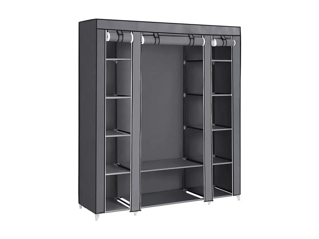 Armario Portátil Armario Plegable Organizador de Ropa con Rieles para Colgar Estantes Cubierta de Tela 150x45x175 cm