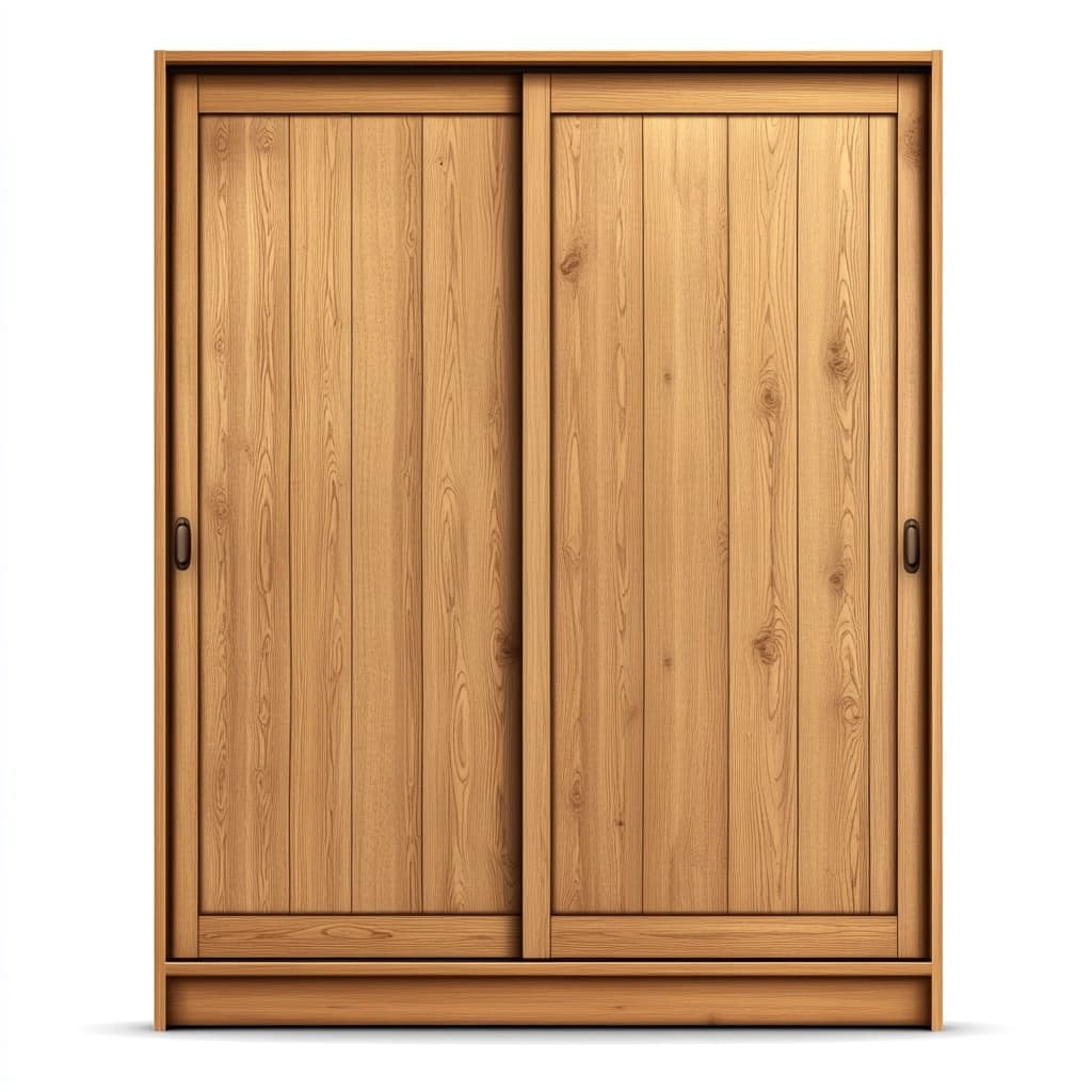 Armario de madera maciza con puertas correderas para dormitorio color natural espacioso y funcional