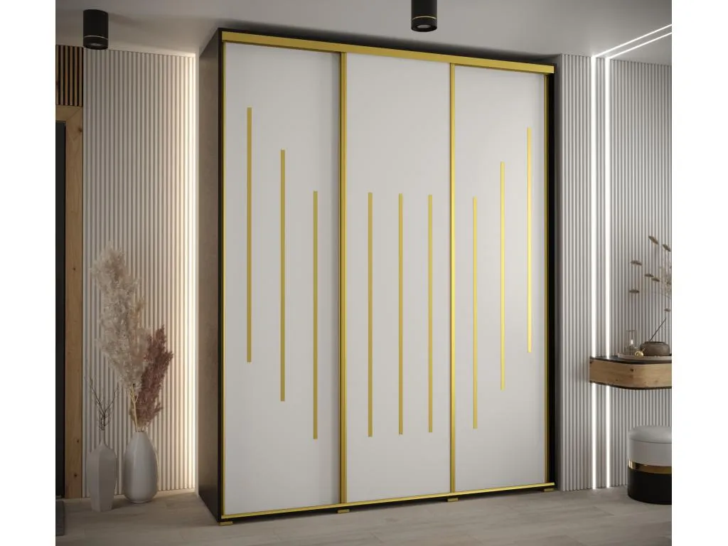 ARMARIO Decoesp 8 DE PUERTAS CORREDERAS 235.2/200/60 3 puertas (Negro/Blanco/Oro) OOYJ79099