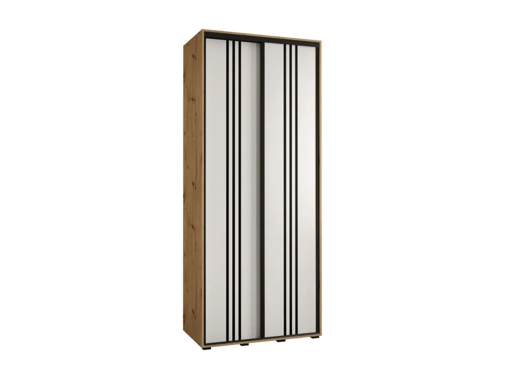 Armario de Gran Capacidad Lluesmahome de 6 Puertas Correderas, diseño en artisan, blanco y negro, 235.2/110/45 cm.  GE9672634