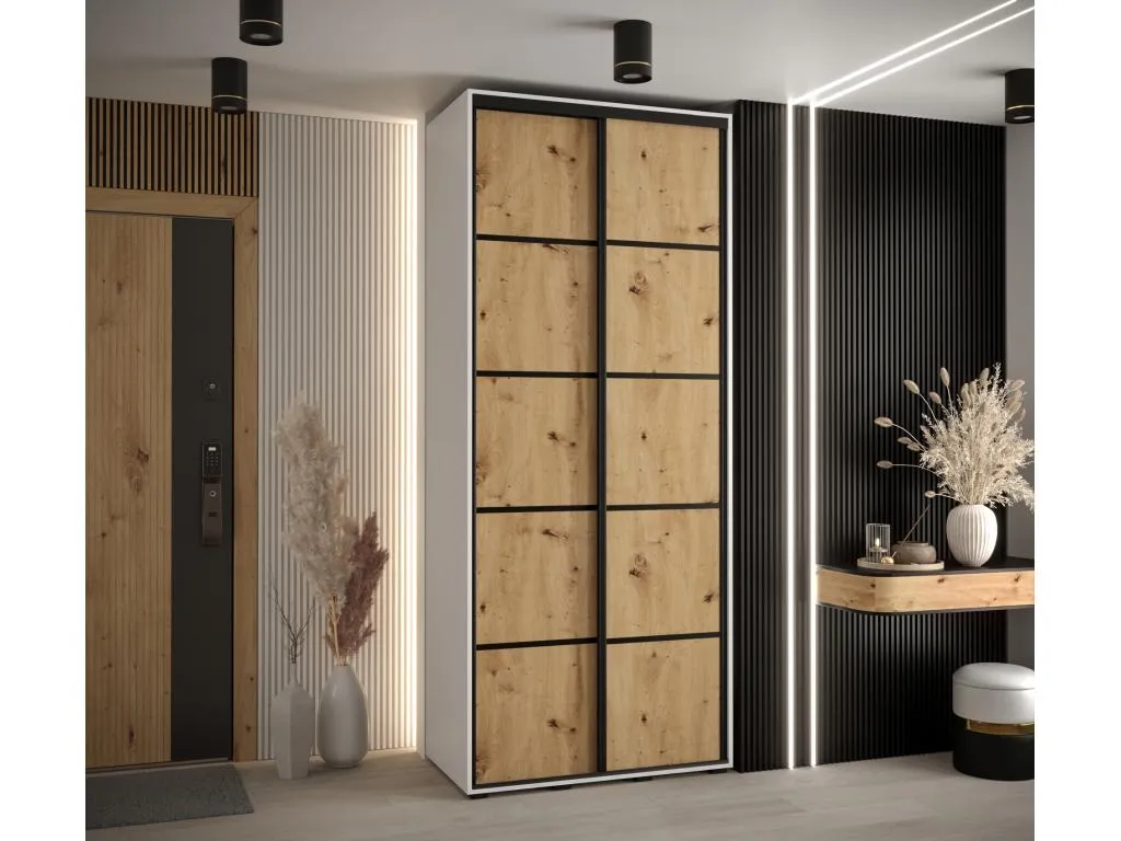 ARMARIO Mobtrendy 4 DE PUERTAS CORREDERAS 235.2/110/60 2 puertas (Blanco/Artisan/Negro) 07820iiwd
