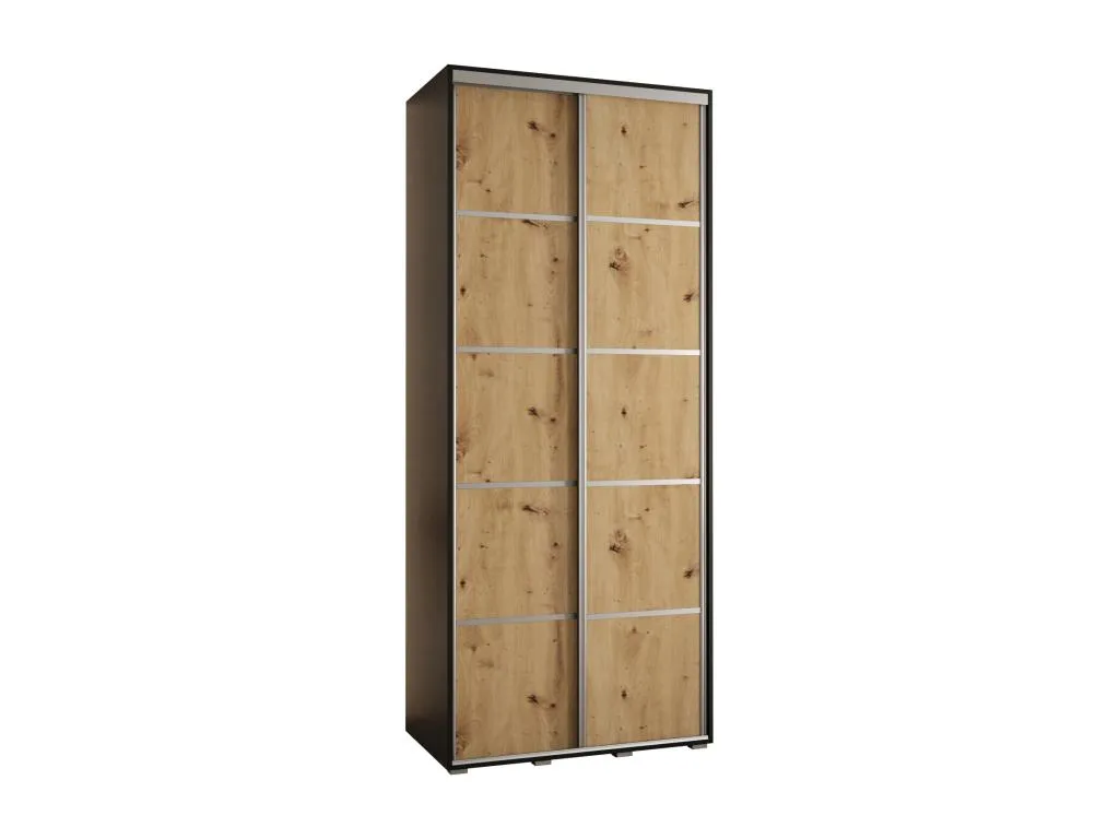 Armario Biocasahogar 4 puertas correderas – 235.2x110x60 cm – Negro artisan y plata KK8177967