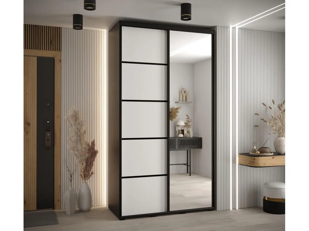 ARMARIO Mobtrendy 5 DE PUERTAS CORREDERAS 235.2/140/60 2 puertas (Negro/Blanco/Negro) 78153ohnj