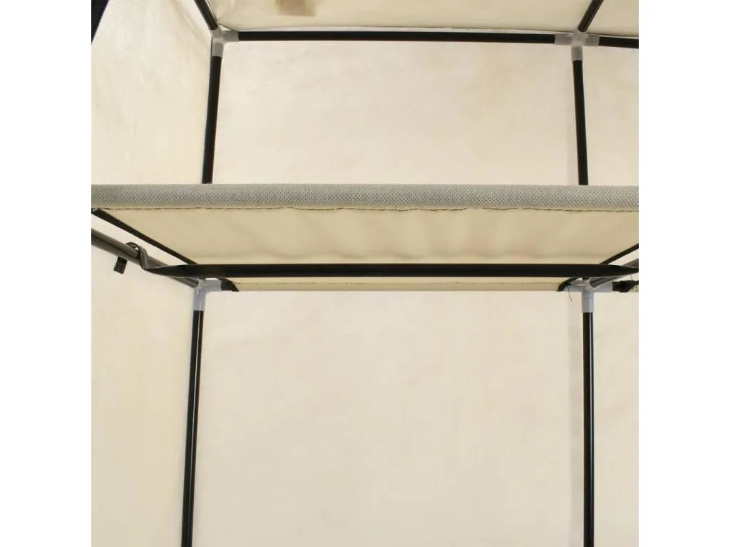 Armario con compartimentos y varillas tela crema 150x45x175 cm