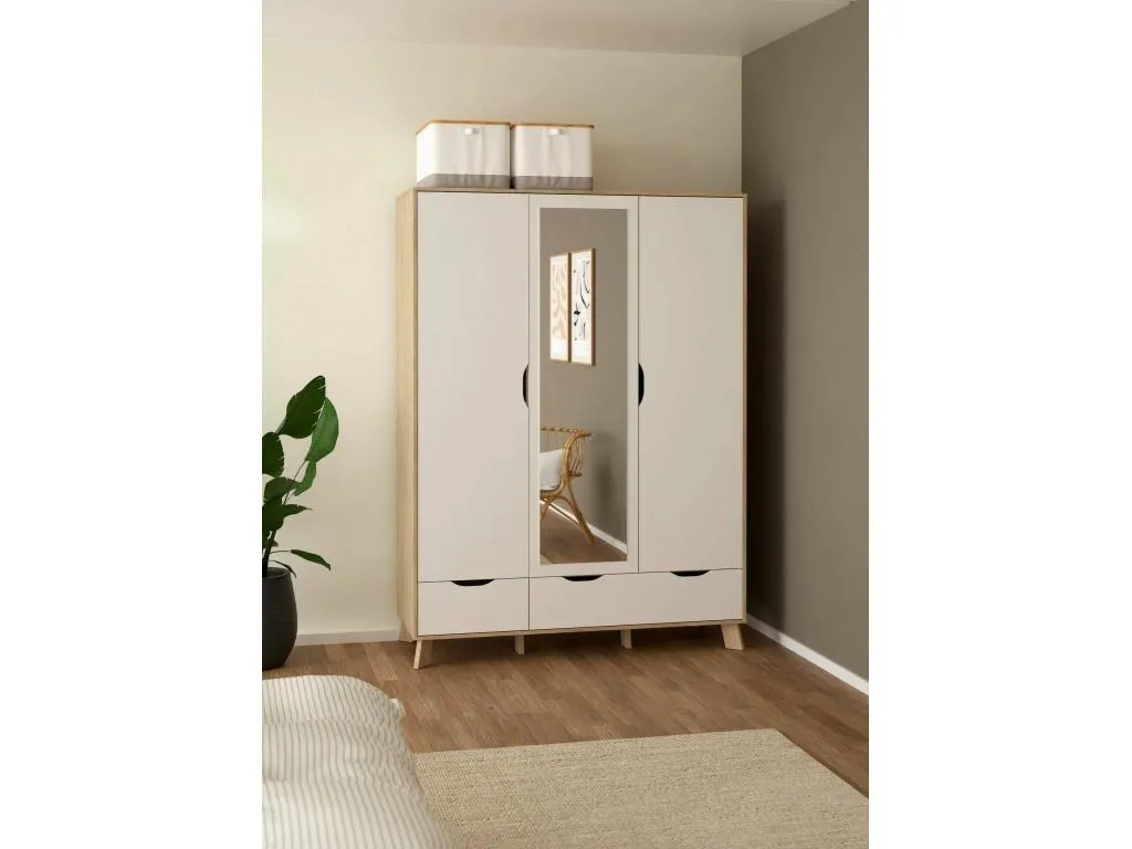 Armario 2 puertas Banakdecoracion Muebles de dormitorio Vestidor Armario de ropa 147x58 h201 cm Banakdecoracion y Blanco KVEO15472
