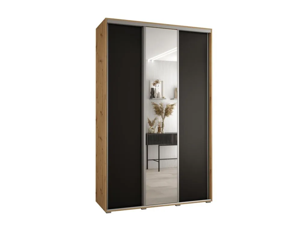 ARMARIO Mobtrendy 3 DE PUERTAS CORREDERAS 235.2/160/60 3 puertas (Artisan/Negro/Plata) 43043djvf
