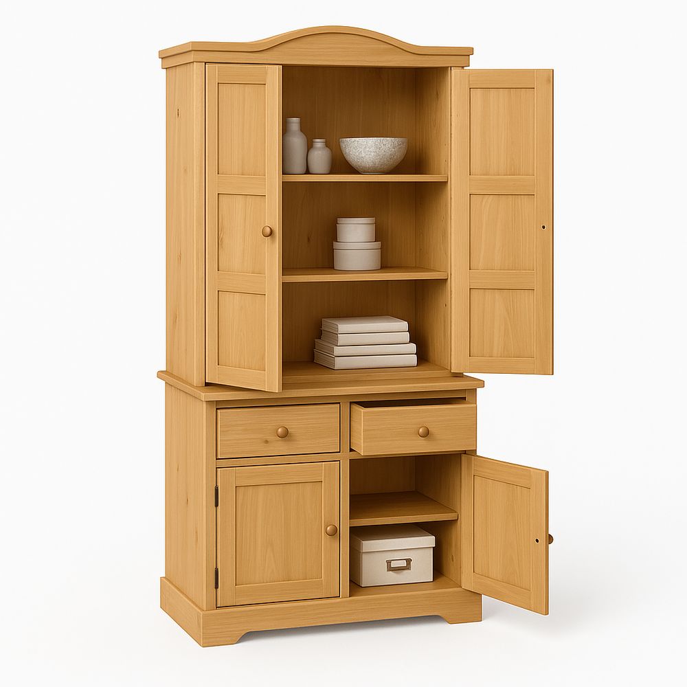 Armario de Madera para Almacenamiento con Estantes y Cajones,Estilo Rústico,Color Natural,Ideal para Comedores y Cocinas