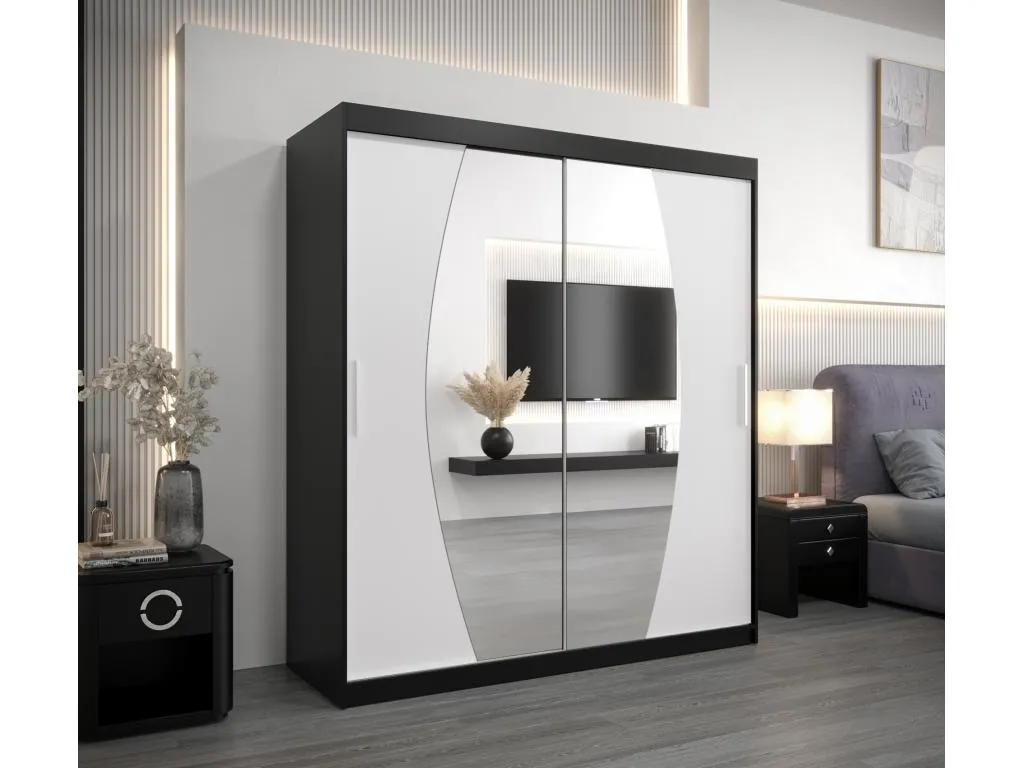 Armario Alkifurniturees de puertas correderas 200/180/62 2 puertas (negro/blanco) 98624DHSN