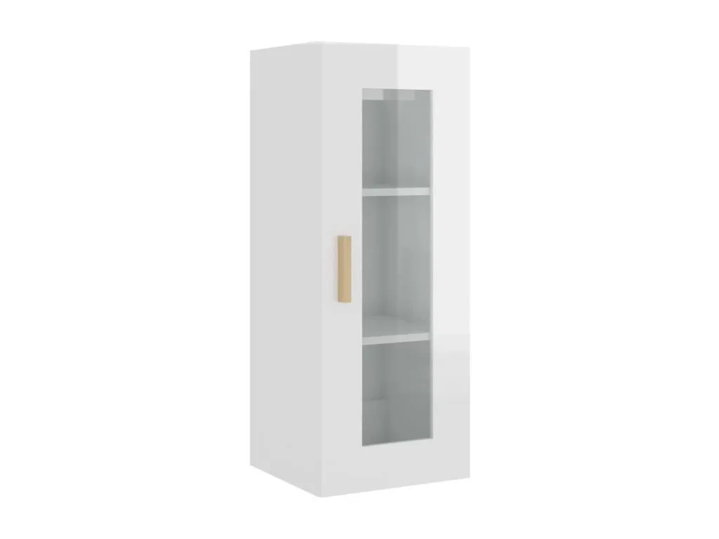 Armario de pared colgante blanco brillante 34.5x34x90 cm wieg66209