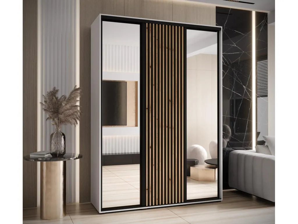 ARMARIO Lluesmahome 2 DE PUERTAS CORREDERAS 205.2/180/60 3 puertas (blanco/negro) 25962UMEX