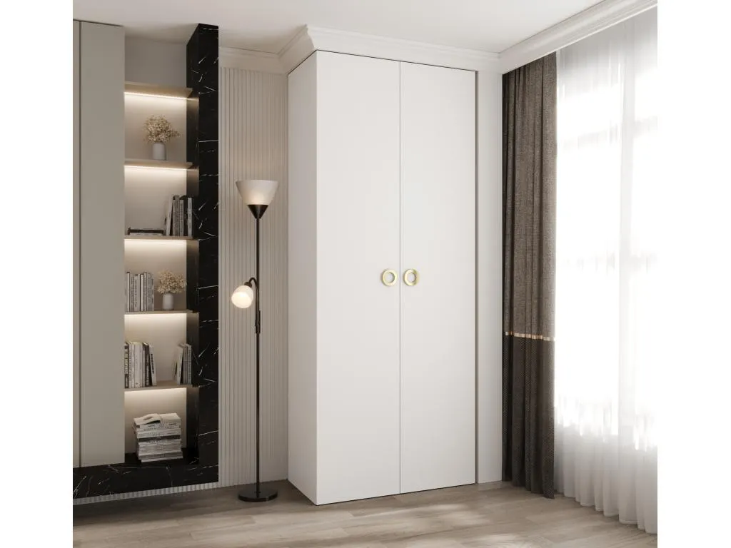 Armario Andreuworldcasa 1 con puertas batientes 245.5/100/40 2 puertas (blanco/oro)