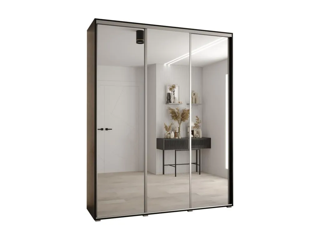 ARMARIO Decounico 2 DE PUERTAS CORREDERAS 235.2/190/60 3 puertas (Negro/Negro/Plata)