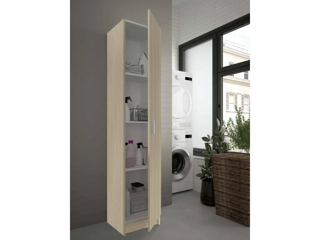 Armario multifunción Decoencanto Armario auxiliar de 1 puerta Armario zapatero con baldas Zapatero vertical 37x37h180 cm Decoencanto