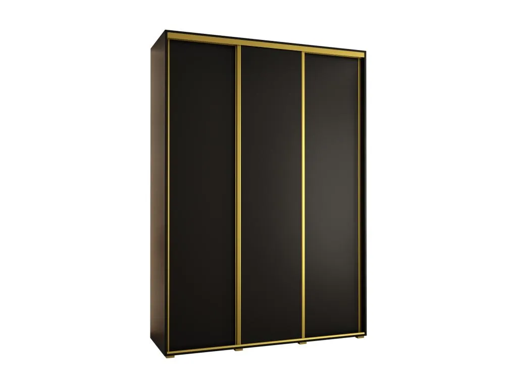 ARMARIO Lluesmamuebles 1 DE PUERTAS CORREDERAS 235.2/170/60 3 puertas (Negro/Negro/Oro)