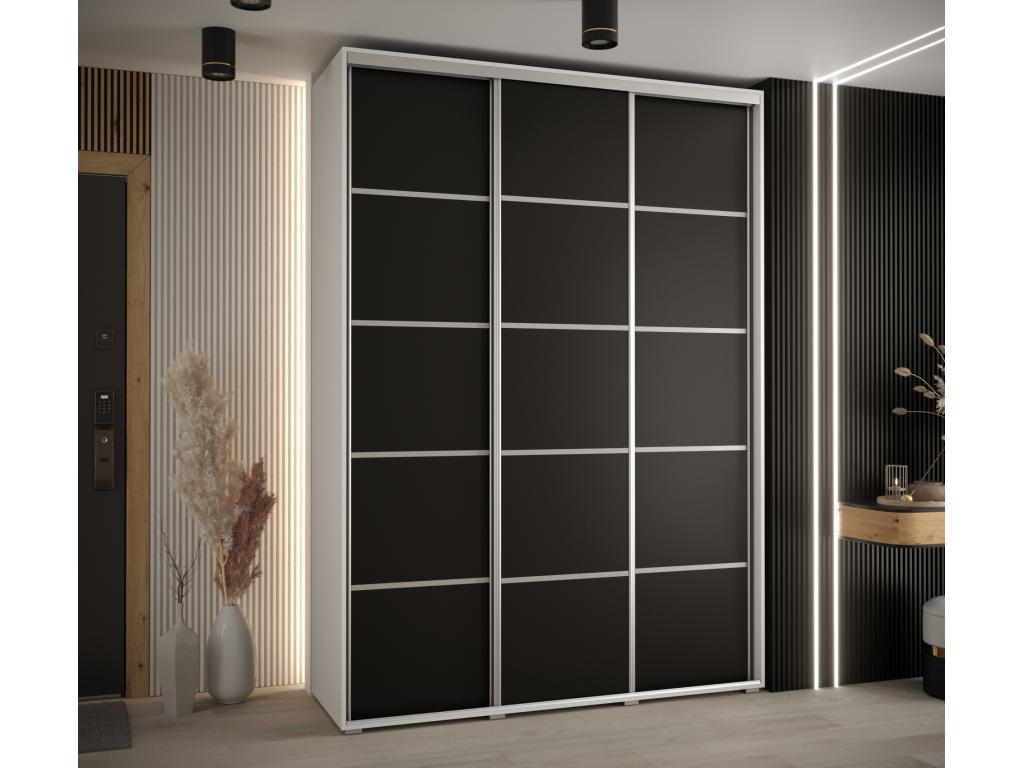 ARMARIO Confortzx 4 DE PUERTAS CORREDERAS 235 - 2/180/60 3 puertas Blanco/Negro/Plata