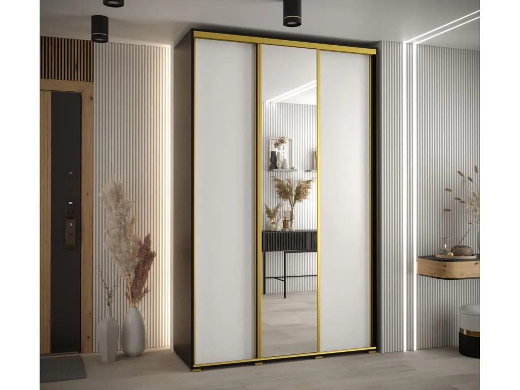 ARMARIO Alkihogares 3 DE PUERTAS CORREDERAS 235.2/150/45 3 puertas (Negro/Blanco/Oro)