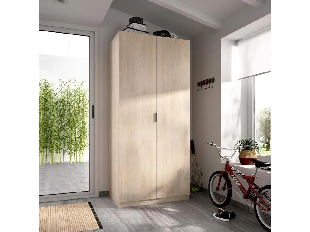 Armario Habitarluz Percha para dormitorio Armario con 2 puertas batientes 81x52h184 cm Habitarluz 43387PTZN