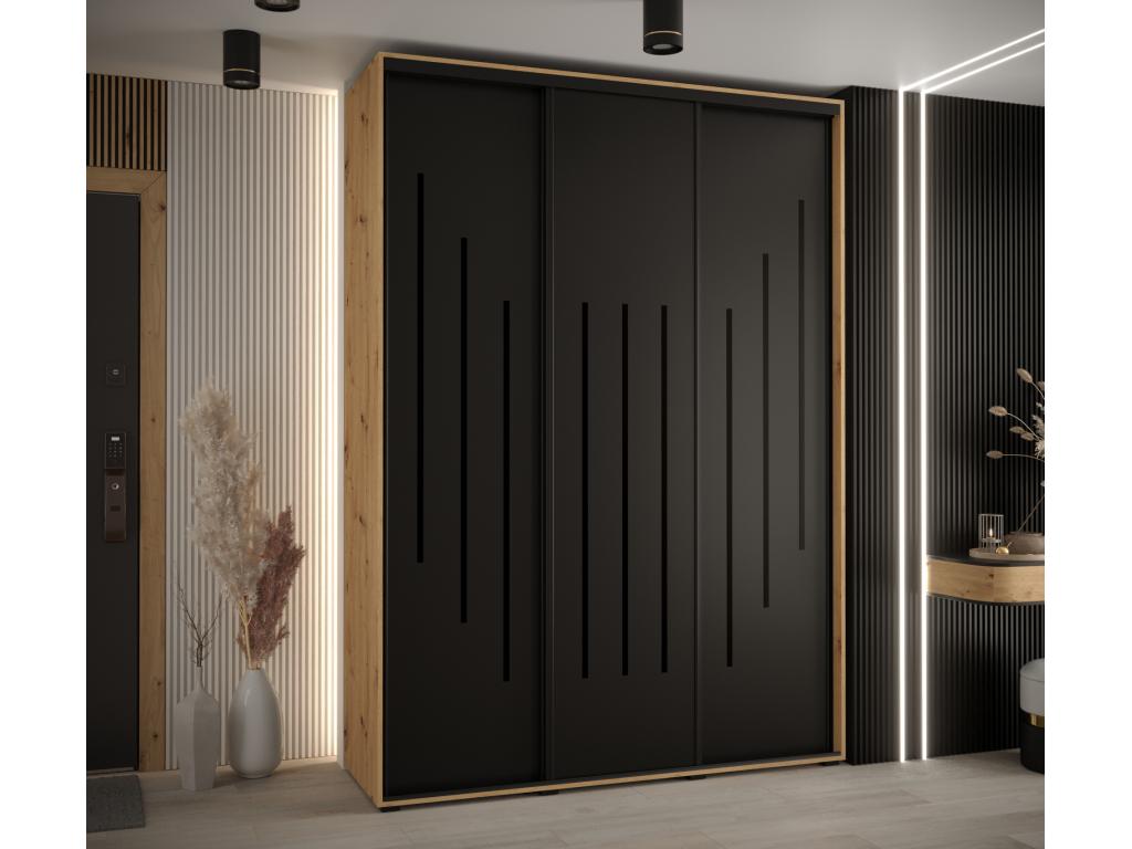 ARMARIO Hogarve 8 DE PUERTAS CORREDERAS 235.2/170/60 3 puertas (Artisan/Negro/Negro) ykqm85154