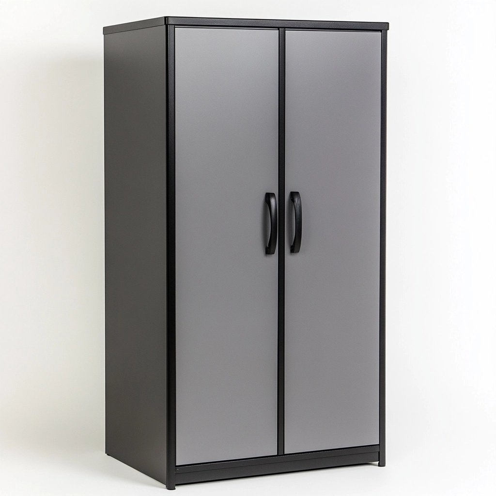 Casa y jardín Almacenaje al aire libre armario organizador doble puertas 83x40x92cm gris/negro interior/exterior metal IB8334930
