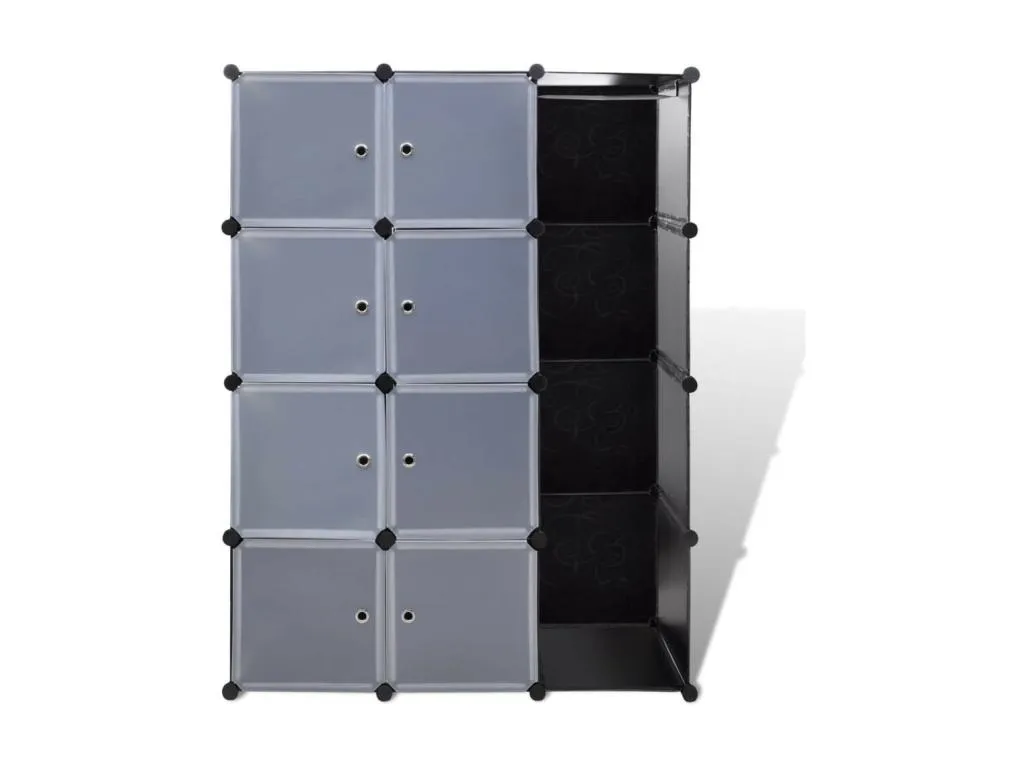 Armario modular 9 compartimentos negro y blanco 37x115x150 cm
