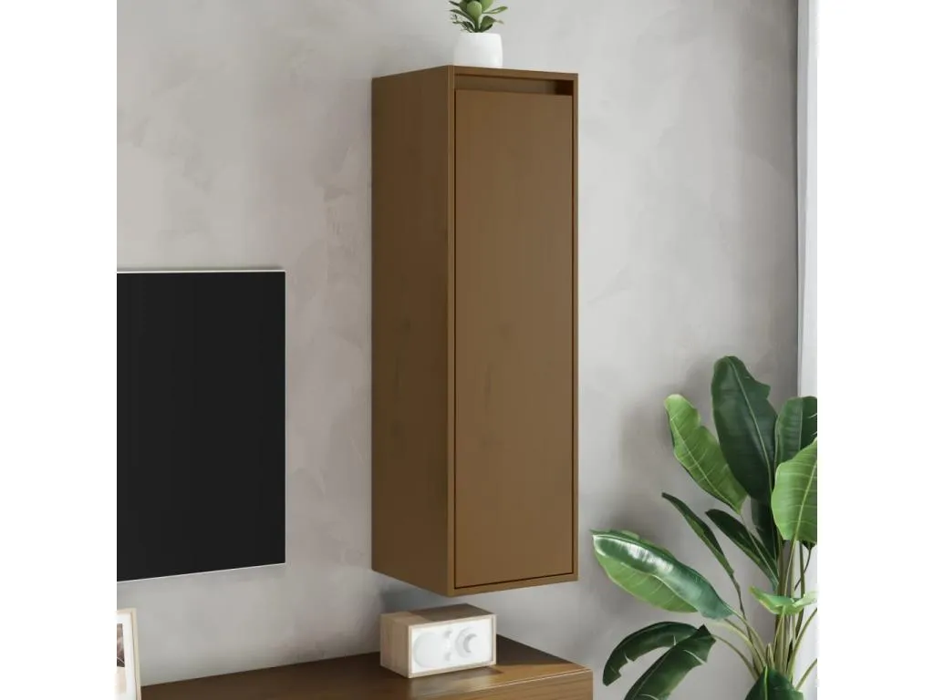 Armarios de pared 2 uds Decounico marrón miel 30x30x100 cm