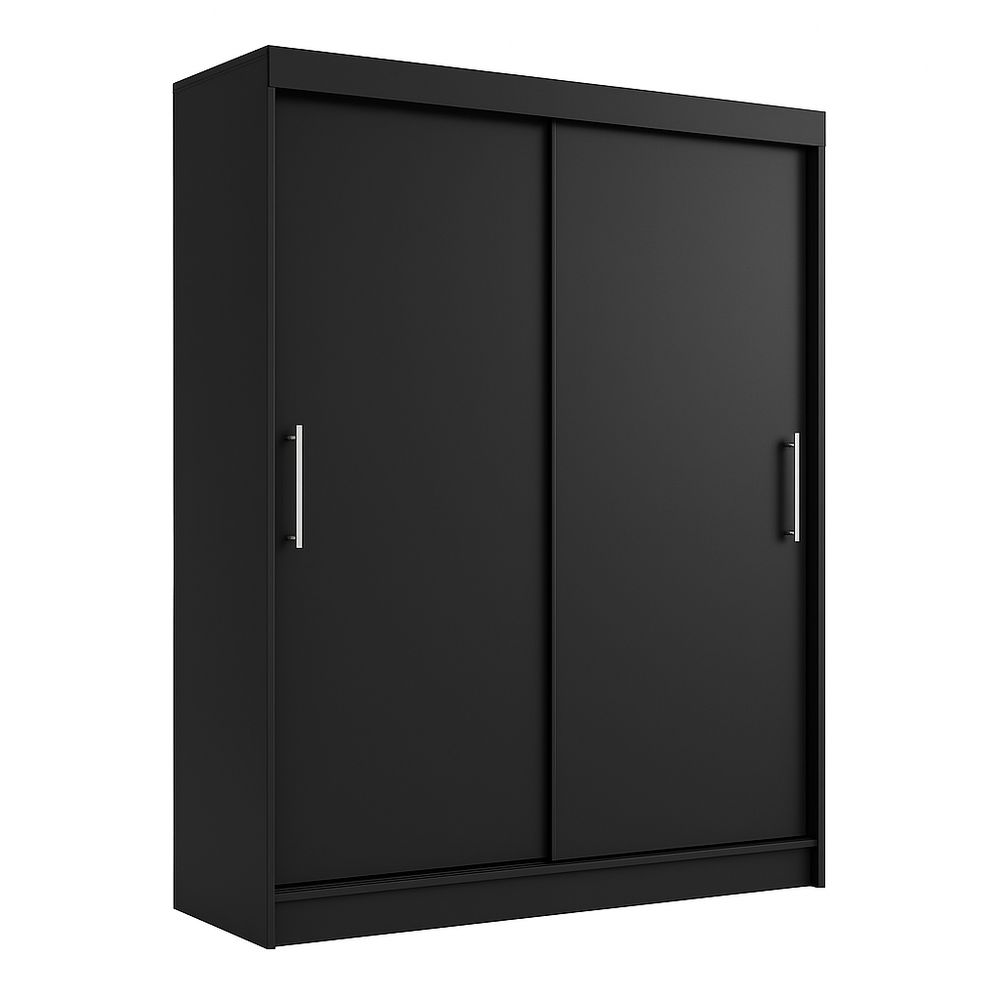 Armario Deslizante de Dos Puertas en Color Negro con Diseño Moderno y Funcionalidad Óptima