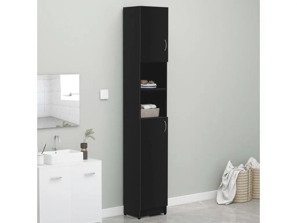 Armario de baño Alkifurniturees contrachapada negro 32x25.5x190 cm HEPQ63288