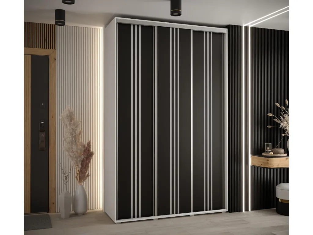 ARMARIO Prietocasa 6 DE PUERTAS CORREDERAS 235.2/150/45 3 puertas (Blanco/Negro/Plata)