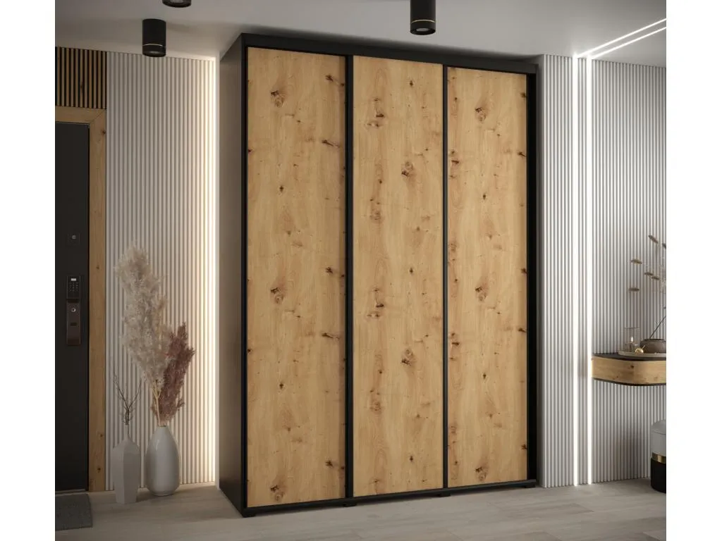 ARMARIO Hogarve 1 DE PUERTAS CORREDERAS 235.2/180/60 3 puertas (Negro/Artisan/Negro) 51689ubdo