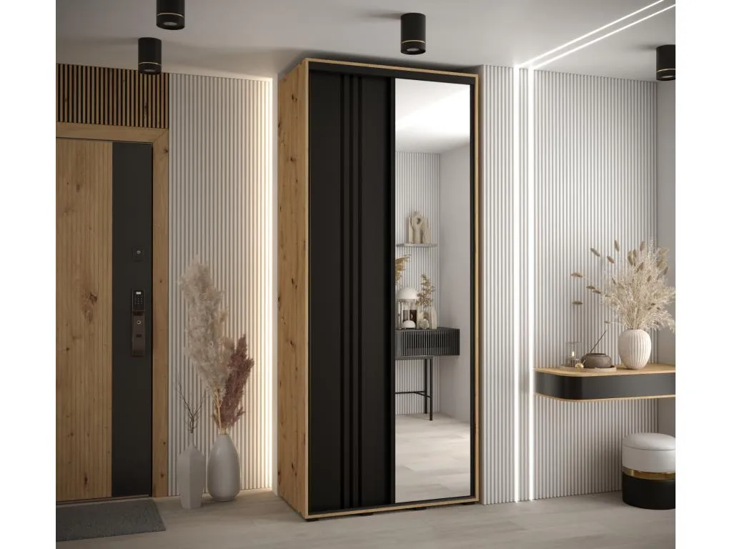 ARMARIO Decoencanto 7 DE PUERTAS CORREDERAS 235.2/120/60 2 puertas (Artisan/Negro/Negro)
