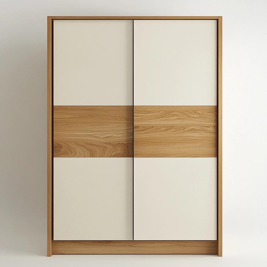 Armario moderno para dormitorio madera y beige con puertas correderas almacenamiento espacioso 200x120x55 cm VS7240707