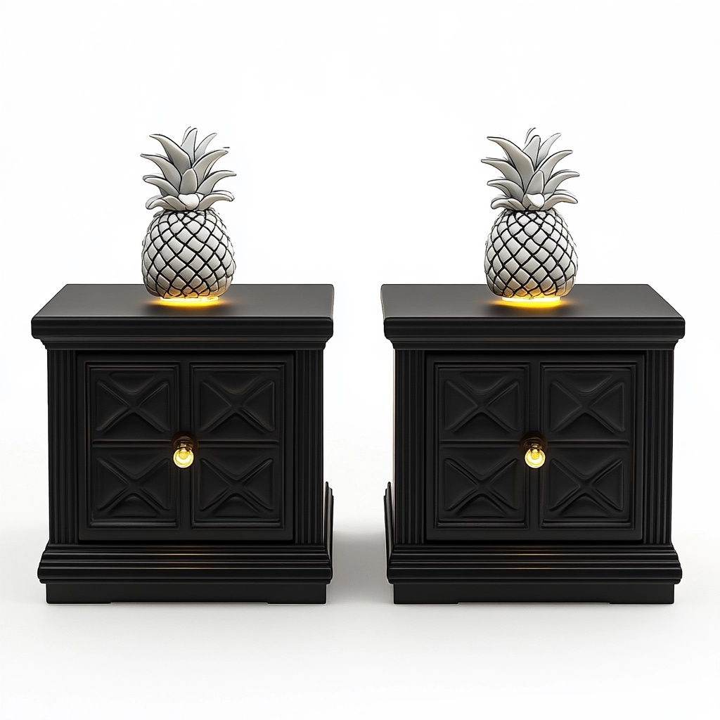 Mesita de noche clásica negra para dormitorio con armario de madera decorativa funcional diseño elegante 50x40x55 cm WJ1607366