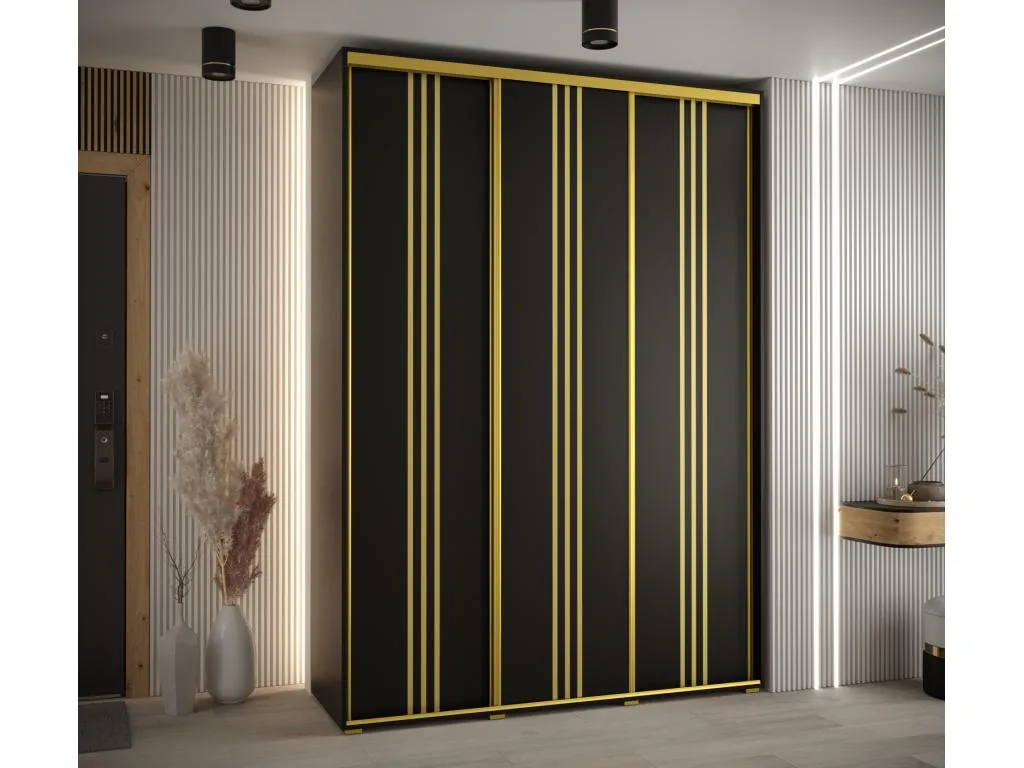 ARMARIO Lluesmahome 6 DE PUERTAS CORREDERAS 235.2/170/45 3 puertas (Negro/Negro/Oro) 55015LDII