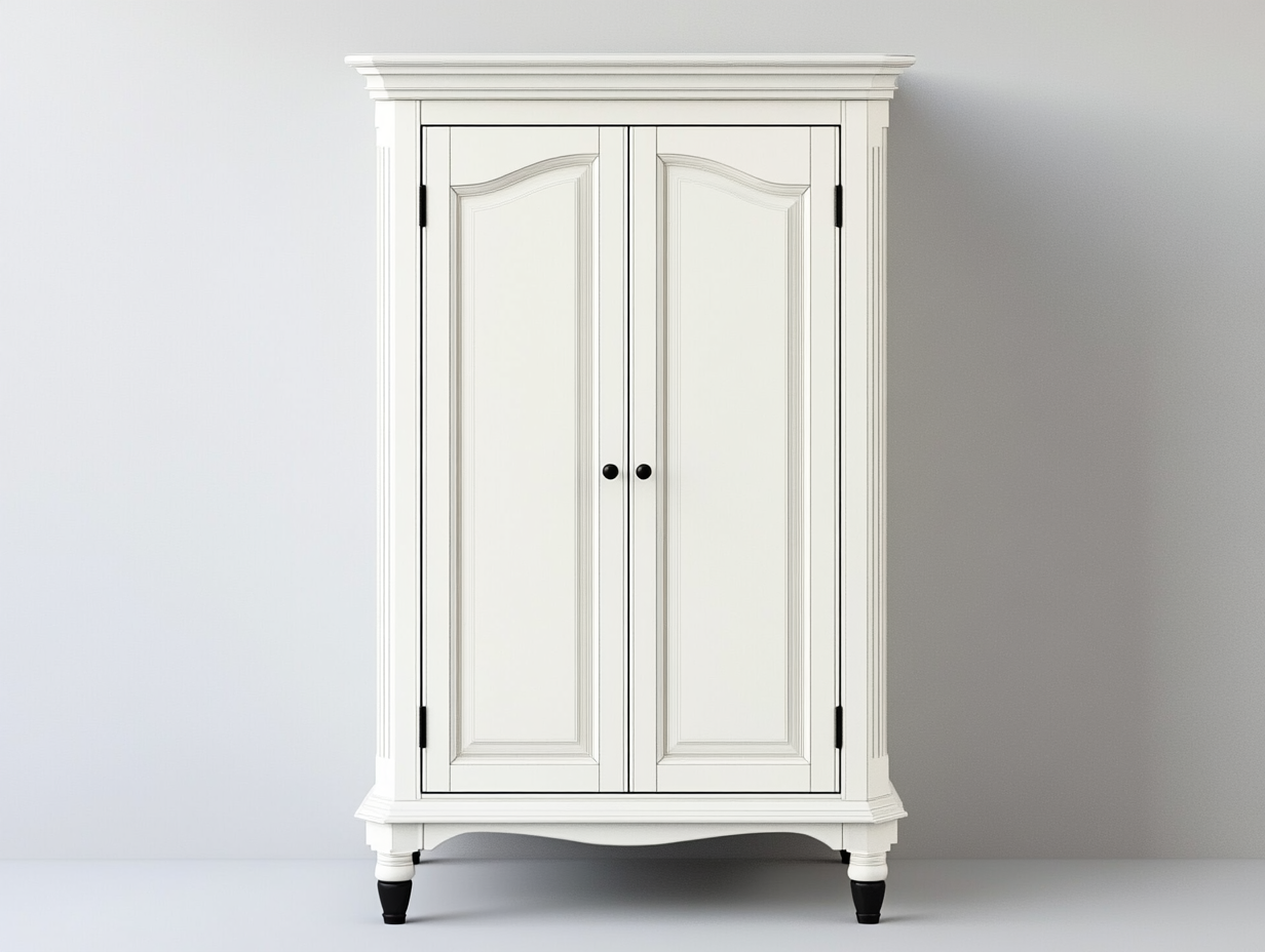 Armario de Madera Blanco Clásico para Salón o Dormitorio con Dos Puertas