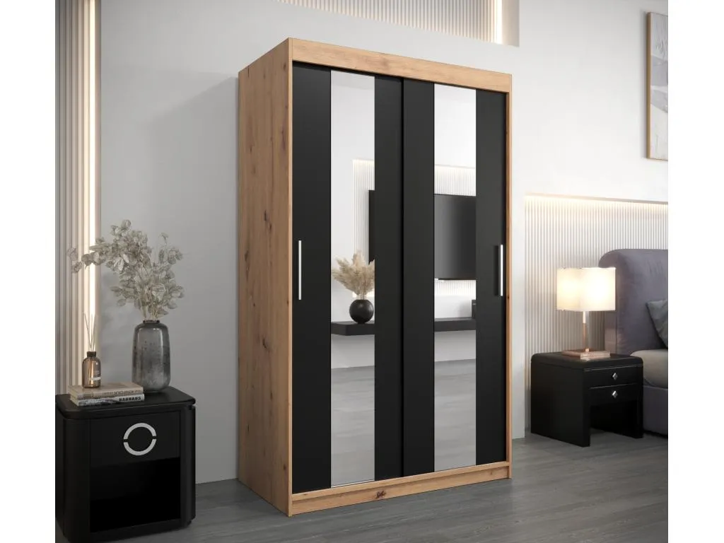 Armario Francomuebleses de puertas correderas 200/120/62 2 puertas (artisan/negro)