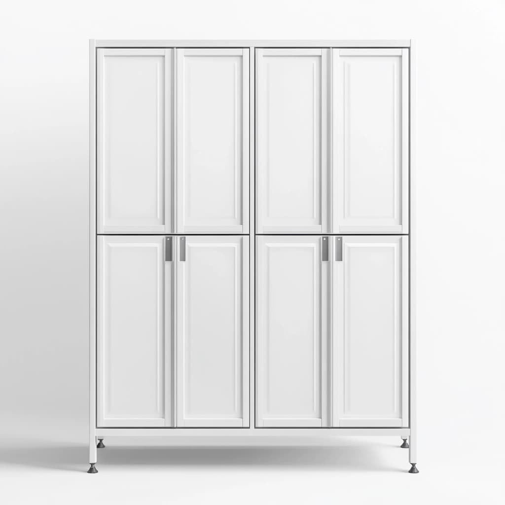 Armario alto de almacenamiento para sala multifunción blanco madera moderna con seis puertas