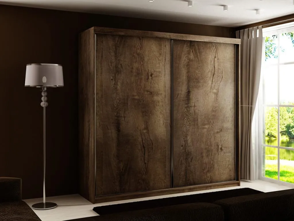 Armario Mobtrendy 108 Fresno oscuro 200x200x62cm Puertas de armario - Correderas 34978jjrq