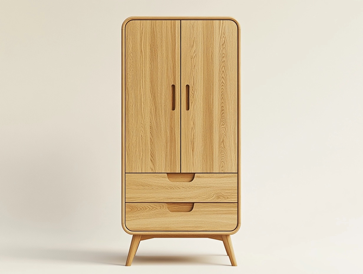 Armario moderno de madera natural 80x40x150cm para dormitorio almacenamiento con puertas y cajones estilo escandinavo im1732243