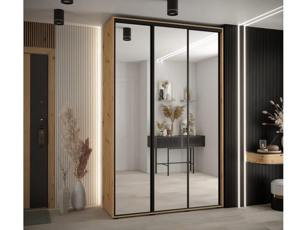 ARMARIO Luxmbls 2 DE PUERTAS CORREDERAS 235.2/150/60 3 puertas (Artisan/Artisan/Negro) 48213MJPR
