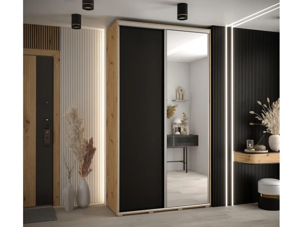 ARMARIO Decoencanto 3 DE PUERTAS CORREDERAS 235.2/140/60 2 puertas (Artisan/Negro/Plata)