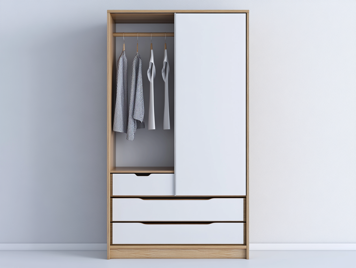 Armario moderno de madera blanca con puertas deslizantes ideal para dormitorios