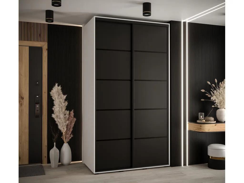 ARMARIO Kavehomedeco 4 DE PUERTAS CORREDERAS 235.2/130/60 2 puertas (Blanco/Negro/Negro) 46770IXAK