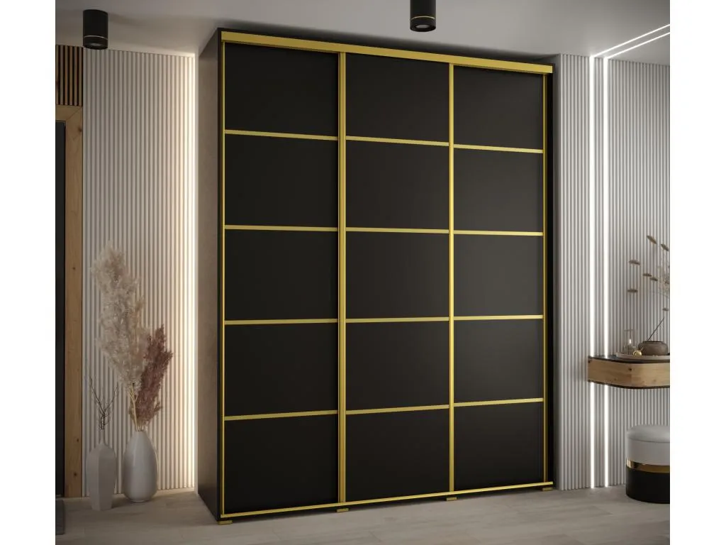 ARMARIO Casabellaes 4 DE PUERTAS CORREDERAS 235.2/200/60 3 puertas (Negro/Negro/Oro) VMWS16507