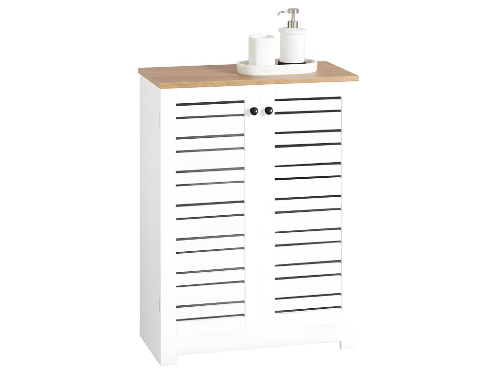 Armario con Pie Mueble Auxiliar para Baño Armario de Baño con 2 Estantes y 2 Puertas Blanco Medidas 60x30x82cm BZR41-W Confortzx