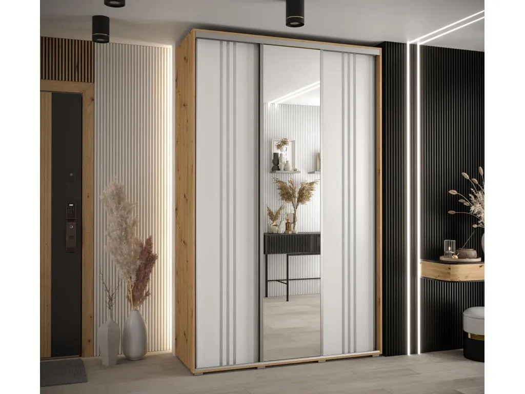 ARMARIO Decounico 7 DE PUERTAS CORREDERAS 235.2/160/60 3 puertas (Artisan/Blanco/Plata)