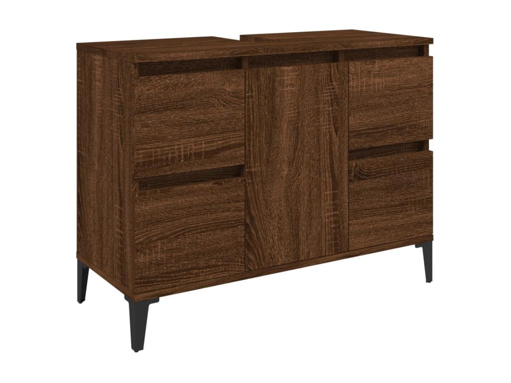 Armario de lavabo madera contrachapada roble marrón 80x33x60 cm